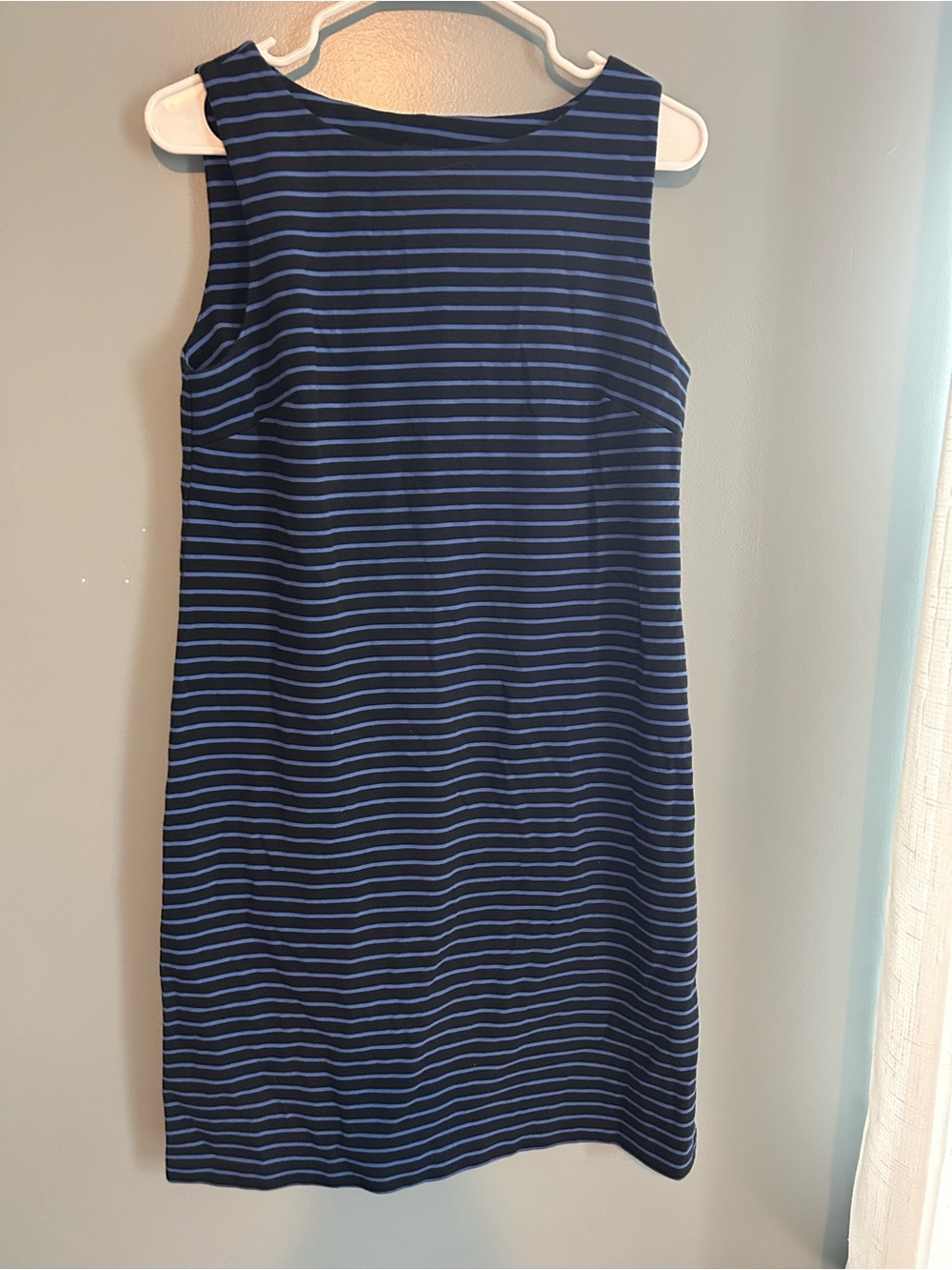 Talbots Navy and Light Blue Striped Sleeveless Sheath Dress